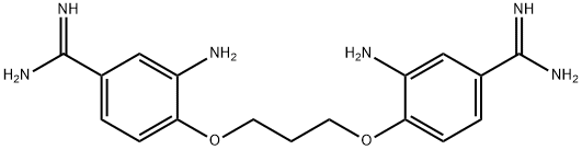 3-amino-4-[3-(2-amino-4-carbamimidoyl-phenoxy)propoxy]benzenecarboximi damide Struktur