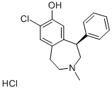 R-(-)-7-Chloro-8-hydroxy-3-methyl-1-phenyl-2,3,4,5-tetrahydro-1H-3-benzazepine, hydrochloride Struktur