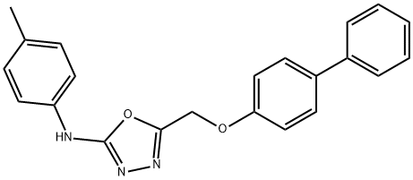 5-(((1,1'-Biphenyl)-4-yloxy)methyl)-N-(4-methylphenyl)-1,3,4-oxadiazol-2-amine Struktur