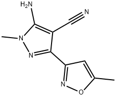 5-Amino-1-methyl-3-(5-methylisoxazol-3-yl)-1H-pyrazole-4-carbonitrile Struktur