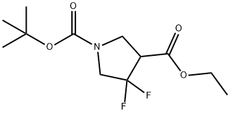 1-tert-Butyl 3-ethyl 4,4-difluoropyrrolidine-1,3-dicarboxylate Struktur