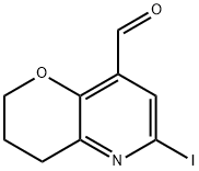 6-Iodo-3,4-dihydro-2H-pyrano[3,2-b]pyridine-8-carbaldehyde Struktur