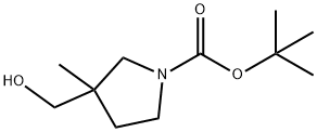 1-Pyrrolidinecarboxylic acid, 3-(hydroxymethyl)-3-methyl-, 1,1-dimethylethyl ester Struktur