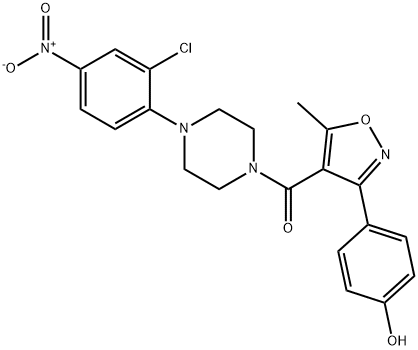 (4-(2-chloro-4-nitrophenyl)piperazin-1-yl)(3-(4-hydroxyphenyl)-5-Methylisoxazol-4-yl)Methanone Struktur