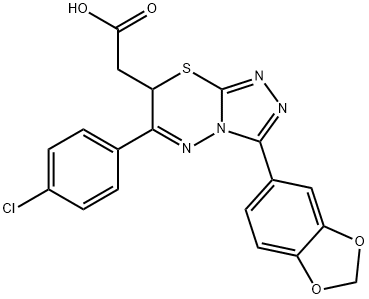 7H-1,2,4-Triazolo(3,4-b)(1,3,4)thiadiazine-7-acetic acid, 3-(1,3-benzo dioxol-5-yl)-6-(4-chlorophenyl)- Struktur