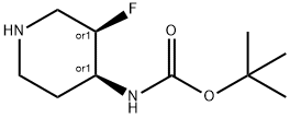 tert-butyl N-[(3R,4S)-3-fluoropiperidin-4-yl]carbaMate Struktur