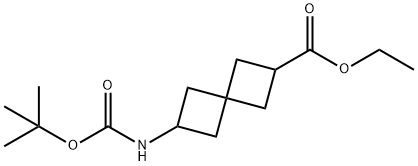 Spiro[3.3]heptane-2-carboxylic acid, 6-[[(1,1-dimethylethoxy)carbonyl]amino]-, ethyl ester Struktur