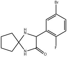 3-(5-BroMo-2-fluorophenyl)-1,4-diazaspiro[4.4]nonan-2-one Struktur