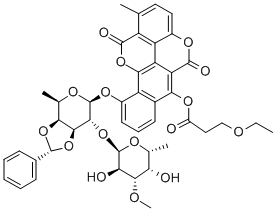 6-O-(3-ethoxypropionyl)-3',4'-O-exo-benzylidenechartreusin Struktur