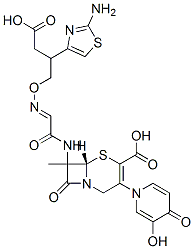 7-(2-(2-aminothiazole-4-yl)-2-(1-carboxy-1-methyl)ethoxyiminoacetamido)-3-(3-hydroxy-4-pyridon-1-yl)methyl-3-cephem-4-carboxylic acid Struktur