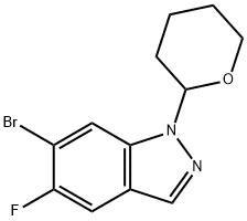 2-(6-Bromo-5-fluoro-1H-indazol-1-yl)tetrahydro-2H-pyran Struktur