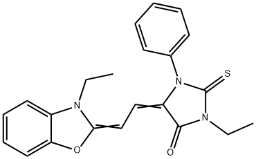 3-ethyl-5-[(3-ethylbenzoxazol-2(3H)-ylidene)ethylidene]-1-phenyl-2-thioxoimidazolidin-4-one Struktur