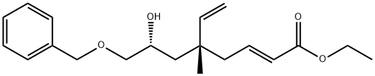 (E)-(5R,7R)-8-BENZYLOXY-7-HYDROXY-5-METHYL-5-VINYL-OCT-2-ENOIC ACID ETHYL ESTER Struktur