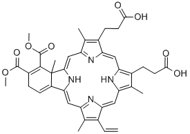 23H,25H-Benzo[b]porphine-9,13-dipropanoic acid, 18-ethenyl-2,4a-dihydro-3,4-bis(methoxycarbonyl)-4a,8,14,19-tetramethyl- Struktur