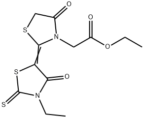 3-Thiazolidineacetic acid, 2-(3-ethyl-4-oxo-2-thioxo-5-thiazolidinylidene)-4-oxo-, ethyl ester Struktur