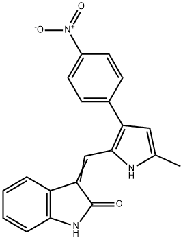 (Z)-3-((5-methyl-3-(4-nitrophenyl)-1H-pyrrol-2-yl)methylene)indolin-2-one Struktur