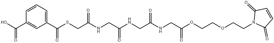 5-(N-maleimido)-3-oxapentyl-(2-((3-carboxybenzoyl)thio)acetyl)glycyl-glycyl-glycinate Struktur