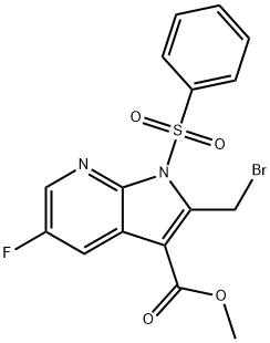 1H-Pyrrolo[2,3-b]pyridine-3-carboxylic acid, 2-(broMoMethyl)-5-fluoro-1-(phenylsulfonyl)-, Methyl ester Struktur