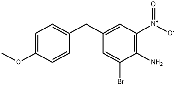 2-Bromo-4-(4-methoxyphenyl)methyl-6-nitroaniline Struktur