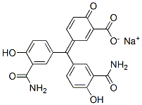 3-[Bis(3-carbamoyl-4-hydroxyphenyl)methylene]-6-oxo-1,4-cyclohexadiene-1-carboxylic acid sodium salt Struktur