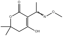 5,6-dihydro-6,6-dimethyl-4-hydroxy-3-(1-(methoxyimino)ethyl)-2H-pyran-2-one Struktur