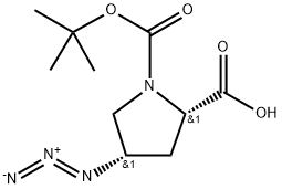 (2S,4S)-4-azido-1-[(tert-butoxy)carbonyl]pyrrolidine-2-carboxylic acid Struktur