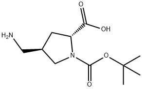 (2R,4R)-4-(aMinoMethyl)-1-(tert-butoxycarbonyl)pyrrolidine-2-carboxylic acid Struktur