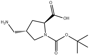 (2S,4S)-4-(aMinoMethyl)-1-(tert-butoxycarbonyl)pyrrolidine-2-carboxylic acid Struktur