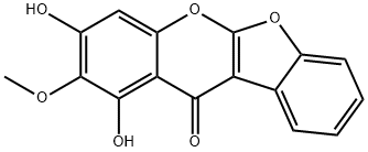 1,3-Dihydroxy-2-methoxy-11H-benzofuro[2,3-b][1]benzopyran-11-one Struktur