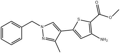 Methyl 3-aMino-5-(1-benzyl-3-Methyl-1H-pyrazol-4-yl)thiophene-2-carboxylate Struktur