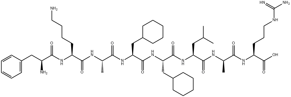 H-PHE-LYS-ALA-BETA-CYCLOHEXYL-ALA-BETA-CYCLOHEXYL-ALA-LEU-D-ALA-ARG-OH Struktur