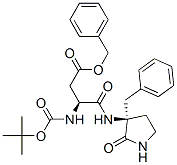 (3S)-3-[(tert-Butoxycarbonyl)amino]-4-oxo-4-[[(S)-3-benzyl-2-oxopyrrolidin-3-yl]amino]butyric acid benzyl ester Struktur