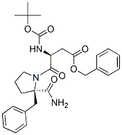 2-Benzyl-1-[(2S)-2-(tert-butyloxycarbonylamino)-4-(benzyloxy)-4-oxobutyryl]-L-prolinamide Struktur