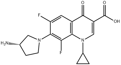 7-[(3S)-3-aminopyrrolidin-1-yl]-1-cyclopropyl-6,8-difluoro-4-oxo-quino line-3-carboxylic acid Struktur