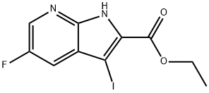 ethyl 5-fluoro-3-iodo-1H-pyrrolo[2,3-b]pyridine-2-carboxylate Struktur