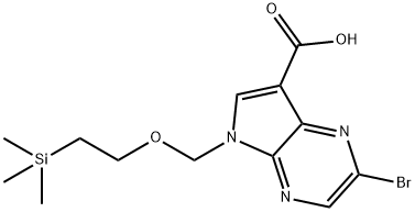 2-bromo-5-((2-(trimethylsilyl)ethoxy)methyl)-5H-pyrrolo[2,3-b]pyrazine-7-carboxylic acid Struktur