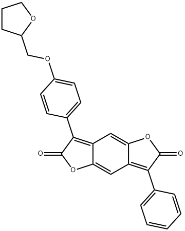 3-Phenyl-7-[4-(tetrahydrofurfuryloxy)phenyl]-1,5-dioxa-S-indacen-2,6-dione Struktur