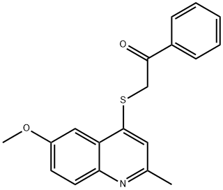 2-((6-Methoxy-2-methyl-4-quinolinyl)thio)-1-phenylethanone Struktur