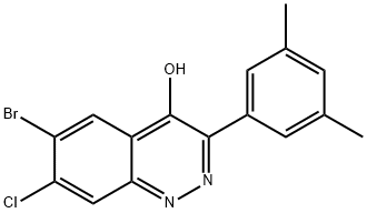 6-BroMo-7-chloro-3-(3,5-diMethyl-phenyl)-cinnolin-4-ol Struktur