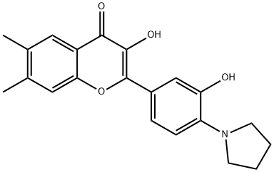 3-Hydroxy-2-[3-hydroxy-4-(pyrrolidin-1-yl)phenyl]-6,7-diMethylchroMen-4-one Struktur