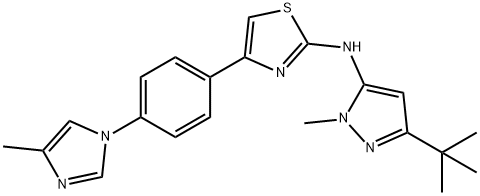 N-(3-tert-butyl-1-Methyl-1H-pyrazol-5-yl)-4-(4-(4-Methyl-1H-iMidazol-1-yl)phenyl)thiazol-2-aMine Struktur