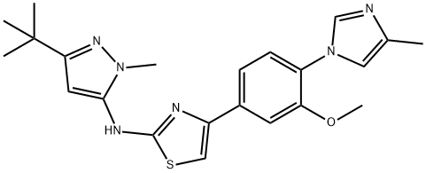 N-(3-tert-butyl-1-Methyl-1H-pyrazol-5-yl)-4-(3-Methoxy-4-(4-Methyl-1H-iMidazol-1-yl)phenyl)thiazol-2-aMine Struktur