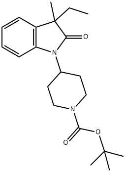 1-Piperidinecarboxylic acid, 4-(3-ethyl-2,3-dihydro-3-Methyl-2-oxo-1H-indol-1-yl)-, 1,1-diMethylethyl ester Struktur