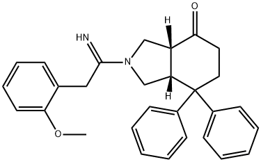 (3AR,7AR)-OCTAHYDRO-2-[1-IMINO-2-(2-METHOXYPHENYL)ETHYL]-7,7-DIPHENYL-4H-ISOINDOL-4-ONE Struktur