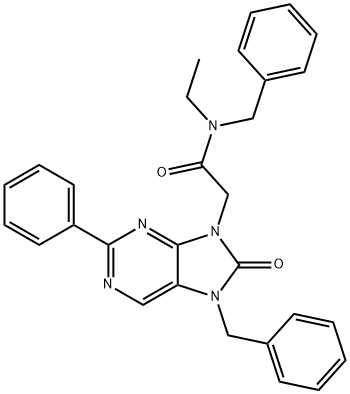 N-benzyl-2-(7-benzyl-8-oxo-2-phenyl-7H-purin-9(8H)-yl)-N-ethylacetamide Struktur