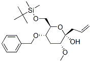 2H-Pyran-2-ol, 6-(1,1-dimethylethyl)dimethylsilyloxymethyltetrahydro-3-methoxy-5-(phenylmethoxy)-2-(2-propenyl)-, 2S-(2.alpha.,3.alpha.,5.alpha.,6.beta.)- Struktur