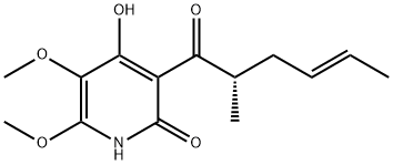 (-)-4-Hydroxy-5,6-dimethoxy-3-[(E)-2-methyl-1-oxo-4-hexenyl]pyridine-2(1H)-one Struktur