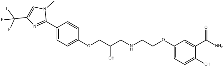 2-Hydroxy-5-[2-[[2-hydroxy-3-[4-[1-methyl-4-(trifluoromethyl)-1H-imidazol-2-yl]phenoxy]propyl]amino]ethoxy]benzamide Struktur