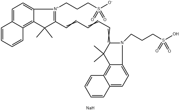 1H-BENZ[E]INDOLIUM, 2-[5-[1,3-DIHYDRO-1,1-DIMETHYL-3-(3-SULFOPROPYL)-2H-BENZ[E]INDOL-2-YLIDENE]-1,3-PENTADIENYL]-1,1-DIMETHYL-3-(3-SULFOPROPYL)-, INNER SALT, SODIUM SALT Struktur