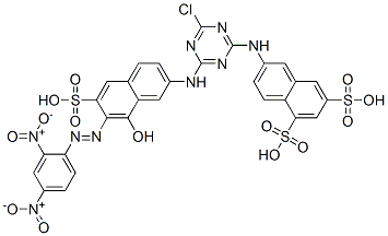 6-chloro-N-(7-(2,4-dinitrophenylazo)-8-hydroxy-6-sulfo-2-naphthyl)-N'-(5,7-disulfo-2-naphthyl)-1,3,5-triazine-2,4-diamine Struktur